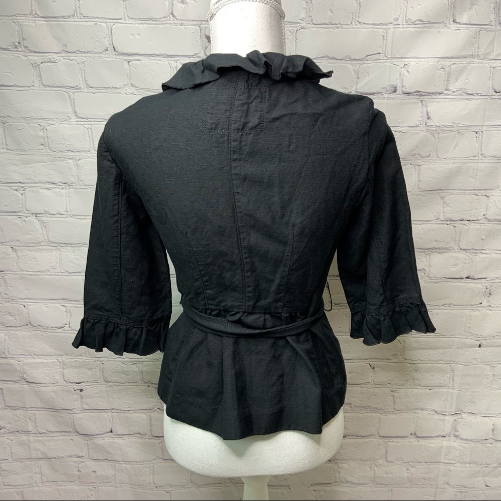 Black Ruffled Women's Jacket - Picture 3 of 7